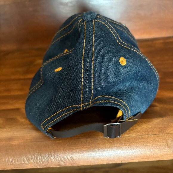 Denim Blue Unbranded American Flag Sequin Hat Leather Strapback Baseball Cap - Picture 3 of 7